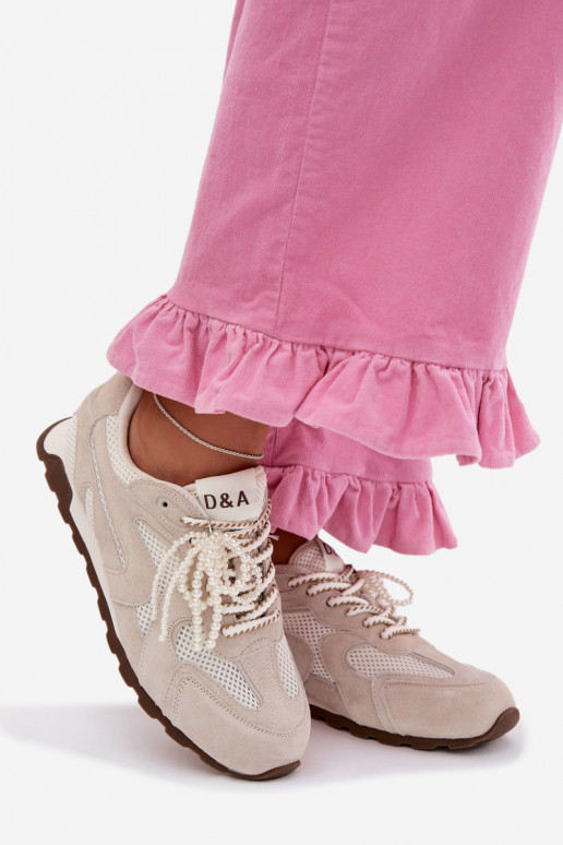 Kožené zo semišu Tenisky model obuvi Dámske MK61-0705 sivá