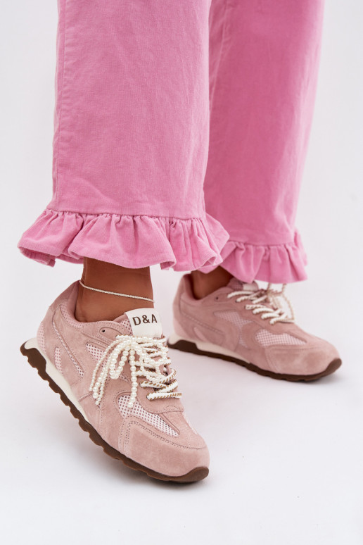 Kožené zo semišu Tenisky model obuvi Dámske MK61-0705 Ružová