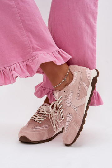 Kožené zo semišu Tenisky model obuvi Dámske MK61-0705 Ružová 2