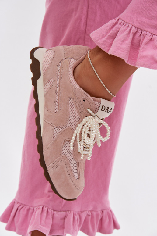 Kožené zo semišu Tenisky model obuvi Dámske MK61-0705 Ružová