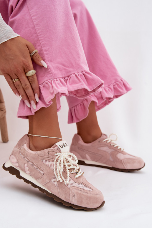 Kožené zo semišu Tenisky model obuvi Dámske MK61-0705 Ružová