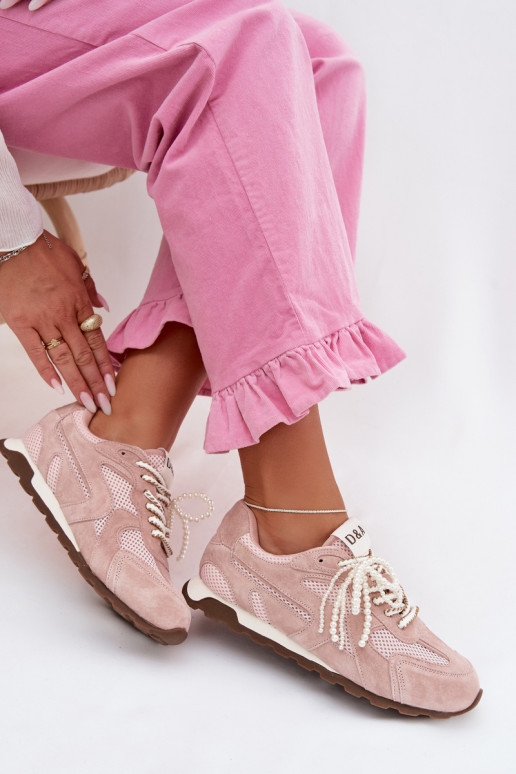 Kožené zo semišu Tenisky model obuvi Dámske MK61-0705 Ružová