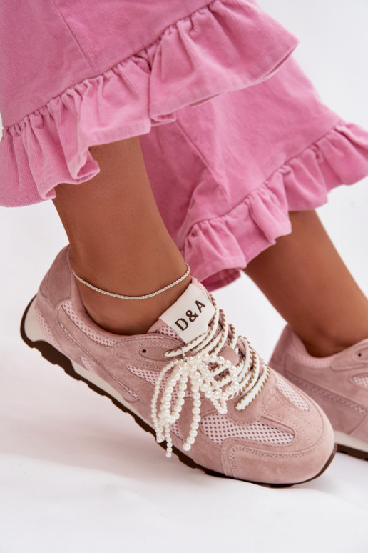 Kožené zo semišu Tenisky model obuvi Dámske MK61-0705 Ružová