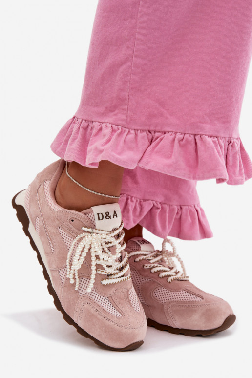 Kožené zo semišu Tenisky model obuvi Dámske MK61-0705 Ružová