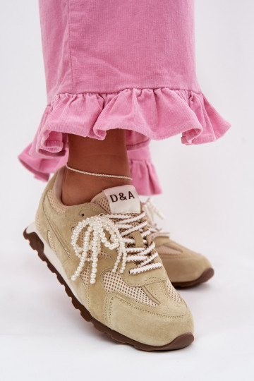 Semišové dámske sneakers MK61-0705 svetlozelenej farby