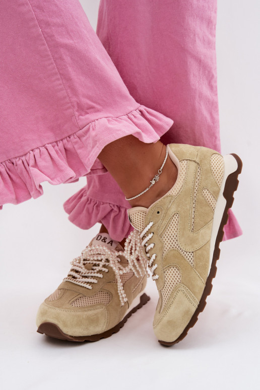 Kožené zo semišu Tenisky model obuvi Dámske MK61-0705 svetlo zelená