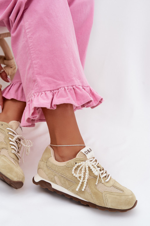 Kožené zo semišu Tenisky model obuvi Dámske MK61-0705 svetlo zelená