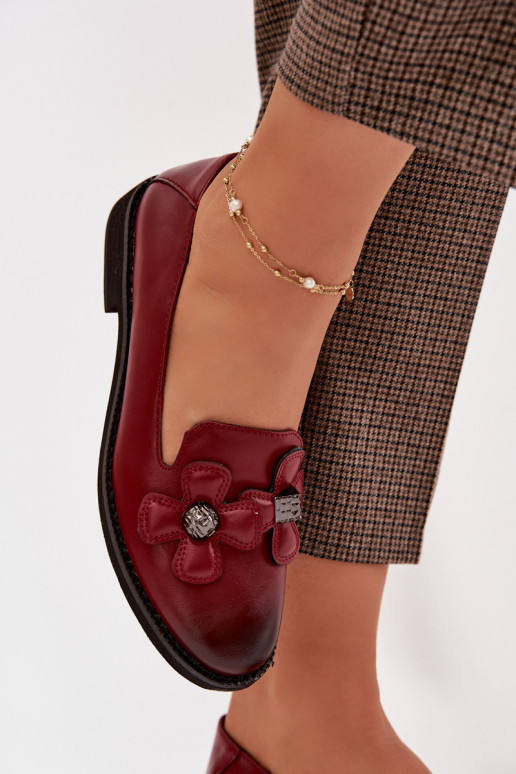 topánky Dámske so širokými podpätkami S Ornatemi s kvetinovými motívmiami bordová Tavillette