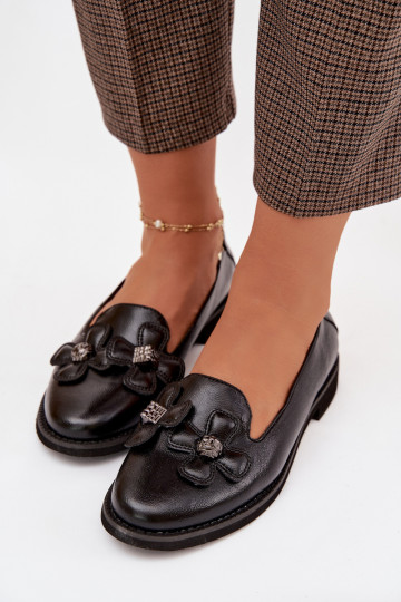 topánky Dámske so širokými podpätkami S Ornatemi s kvetinovými motívmiami čierna Tavillette