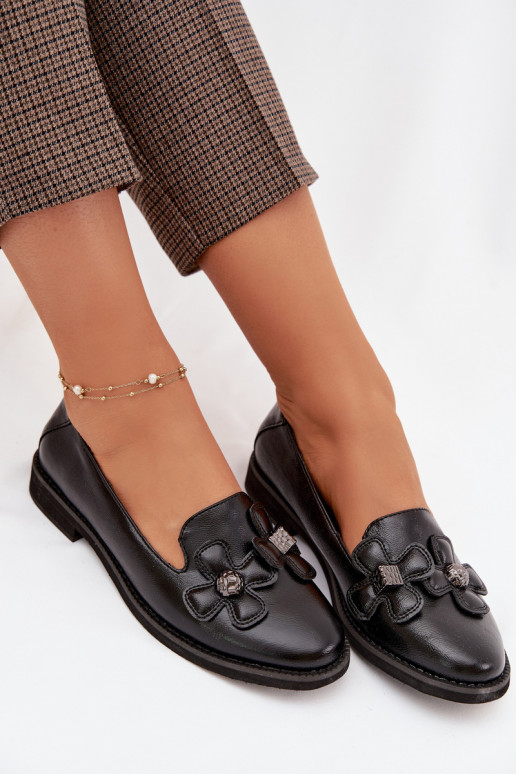 topánky Dámske so širokými podpätkami S Ornatemi s kvetinovými motívmiami čierna Tavillette