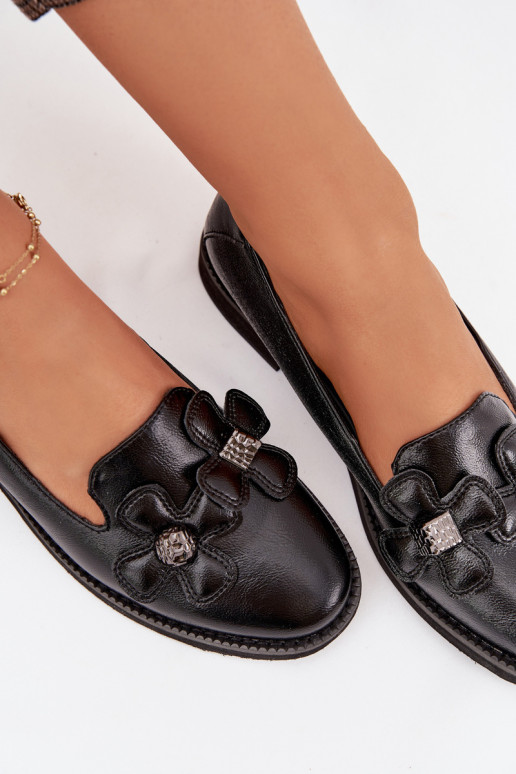 topánky Dámske so širokými podpätkami S Ornatemi s kvetinovými motívmiami čierna Tavillette