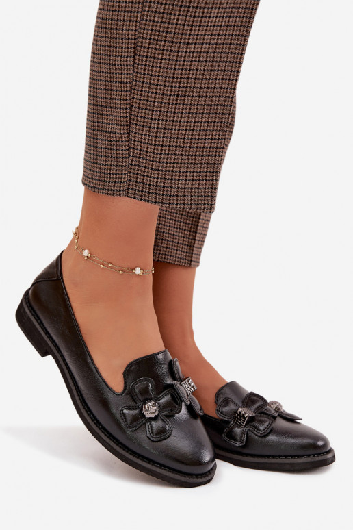 topánky Dámske so širokými podpätkami S Ornatemi s kvetinovými motívmiami čierna Tavillette