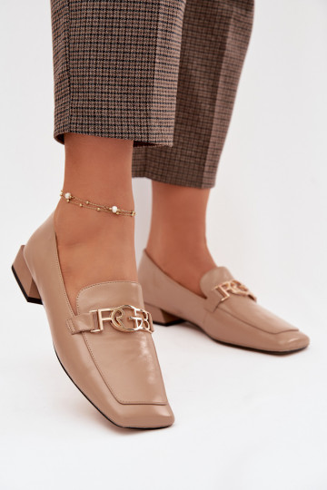 Kožené dámske mokasíny S Ornatem Detalem D&A CR61-3125 béžová 2