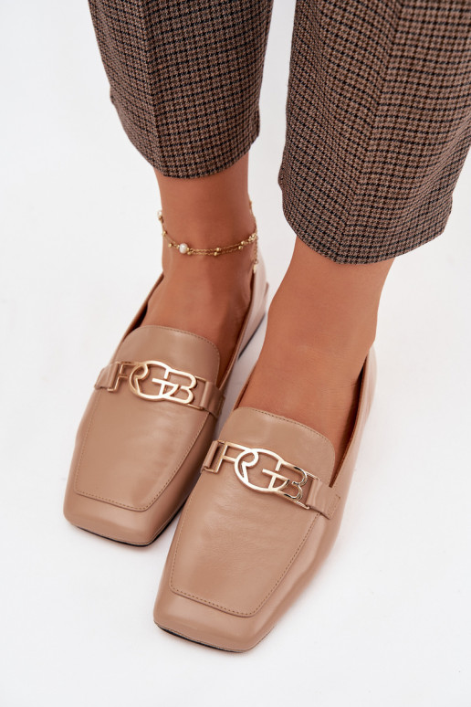 Kožené dámske mokasíny S Ornatem Detalem D&A CR61-3125 béžová