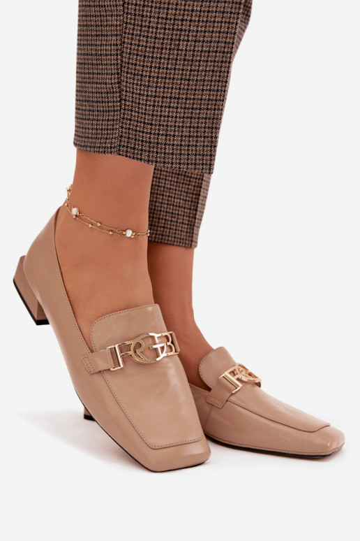 Kožené dámske mokasíny S Ornatem Detalem D&A CR61-3125 béžová