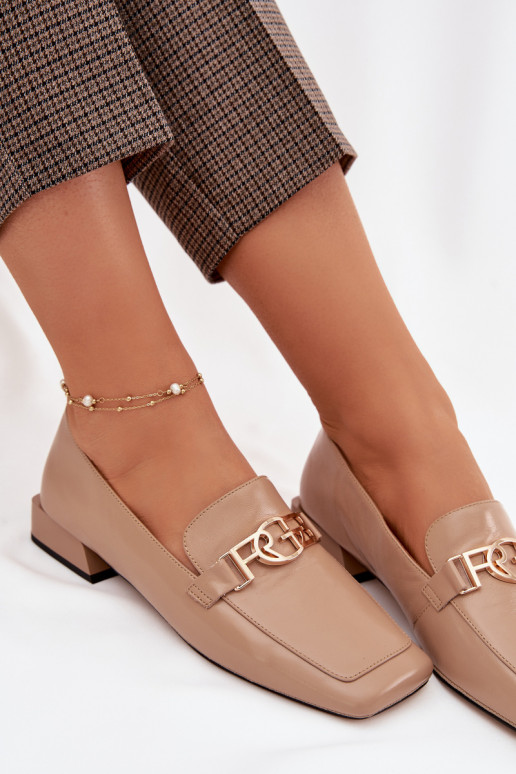 Kožené dámske mokasíny S Ornatem Detalem D&A CR61-3125 béžová