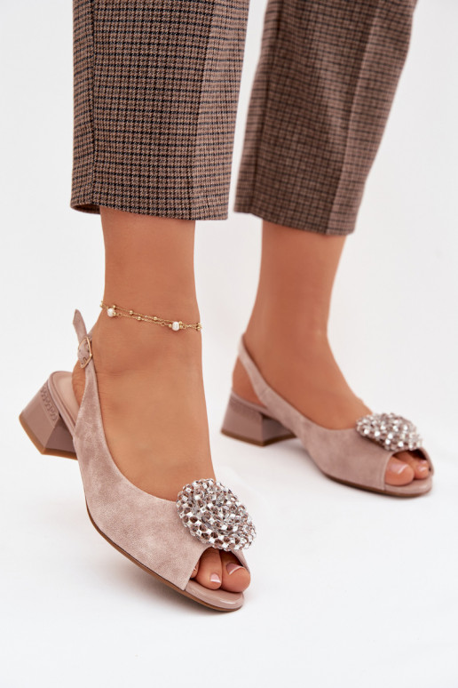 Dámske sandále Dámske Zapnuté Klocku s ozdobami D&A CR61-3030 béžová