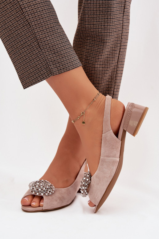 Dámske sandále Dámske Zapnuté Klocku s ozdobami D&A CR61-3030 béžová