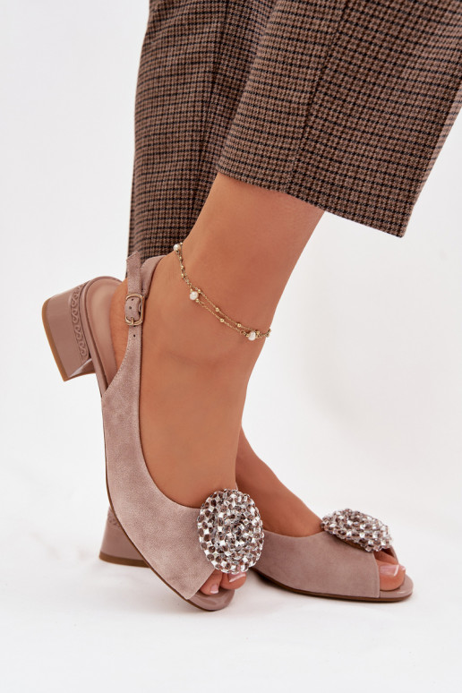 Dámske sandále Dámske Zapnuté Klocku s ozdobami D&A CR61-3030 béžová