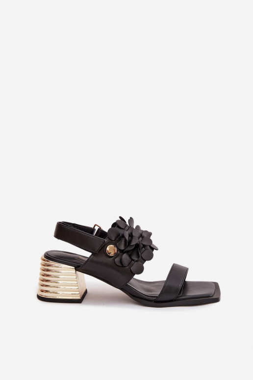 Kožené Sandále na vysokom podpätku D&A CR61-3062 čierna