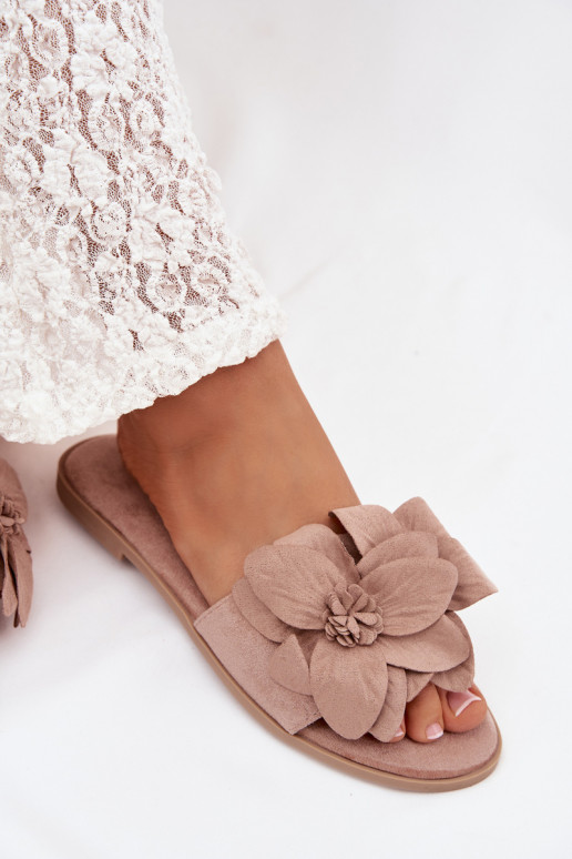 rovná sa Dámske papuče S Ornatemi s kvetinovými motívmiami béžová Elzoria