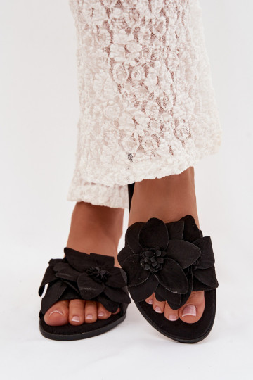 rovná sa Dámske papuče S Ornatemi s kvetinovými motívmiami čierna Elzoria