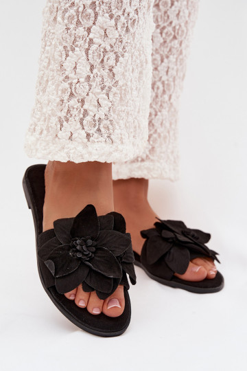 rovná sa Dámske papuče S Ornatemi s kvetinovými motívmiami čierna Elzoria 2