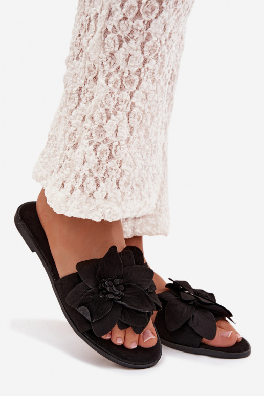 rovná sa Dámske papuče S Ornatemi s kvetinovými motívmiami čierna Elzoria