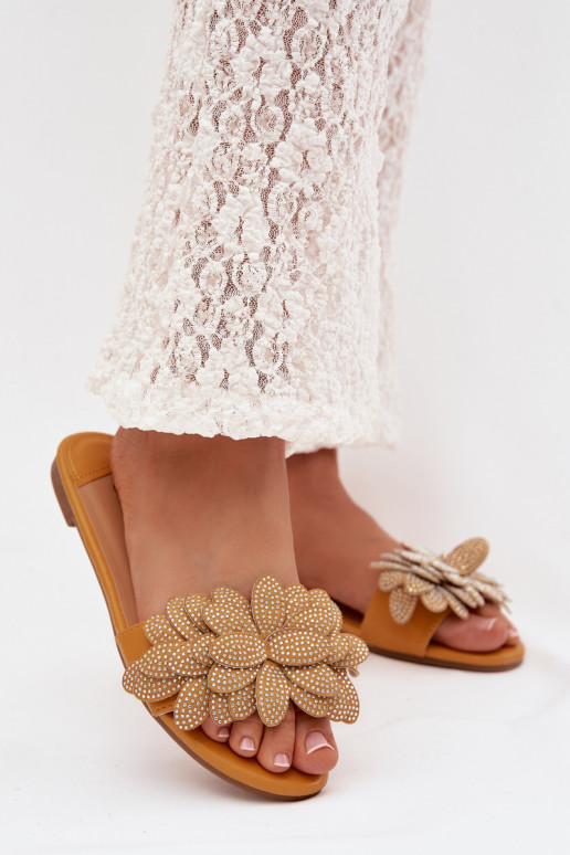 Papuče Dámsky byt S Dekoráciou žltá Grelora