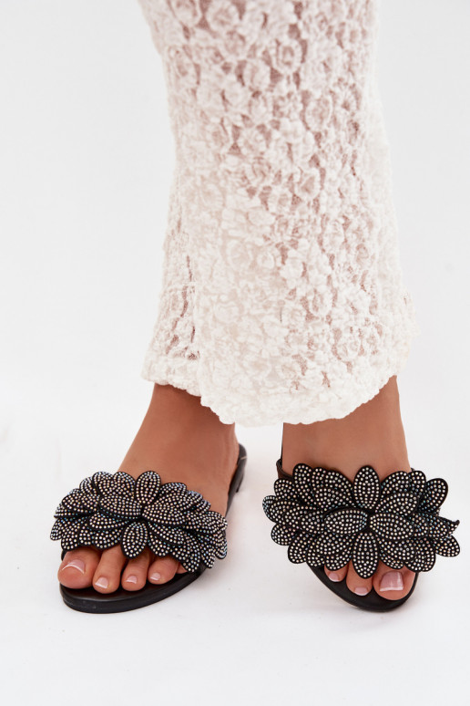 Papuče Dámsky byt S Dekoráciou čierna Grelora