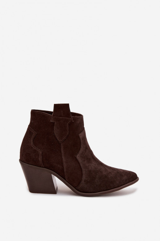 čižmy v kovbojskom štýleZapnutéturalnego zo semišuu Zazoo 3153 CzekoladoIne