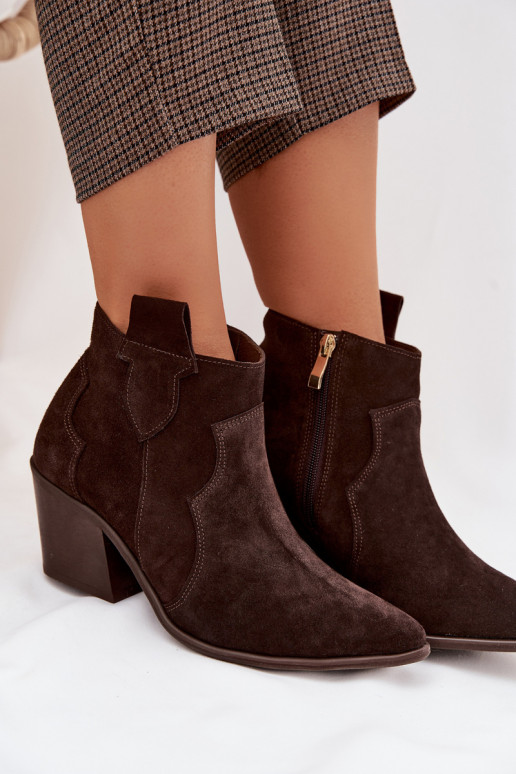 čižmy v kovbojskom štýleZapnutéturalnego zo semišuu Zazoo 3153 CzekoladoIne