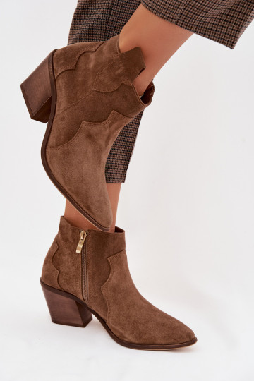 čižmy v kovbojskom štýleZapnutéturalnego zo semišuu Zazoo 3153 khaki farby