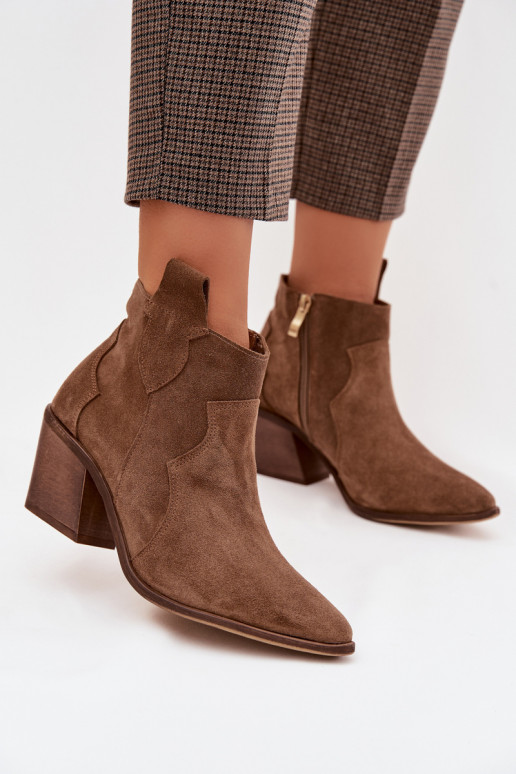 čižmy v kovbojskom štýleZapnutéturalnego zo semišuu Zazoo 3153 khaki farby