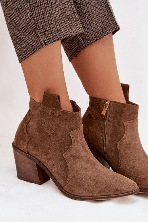 čižmy v kovbojskom štýleZapnutéturalnego zo semišuu Zazoo 3153 khaki farby