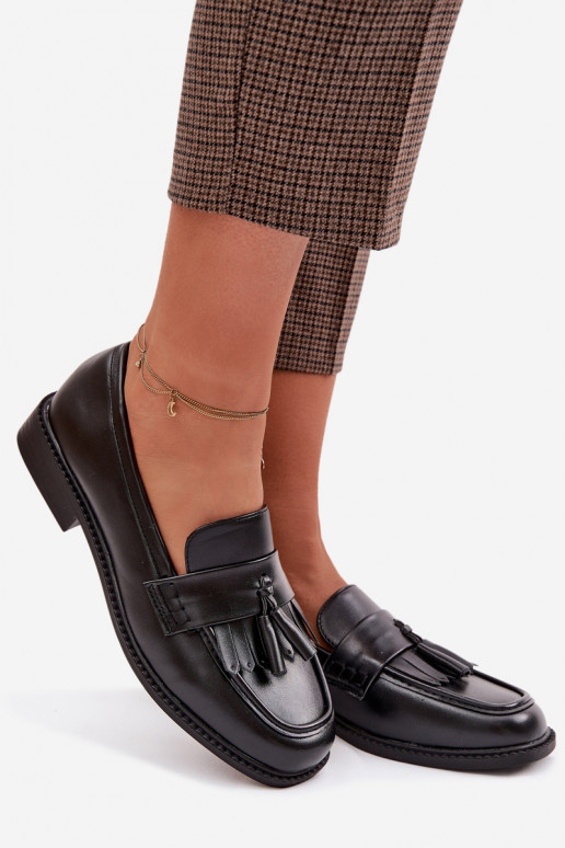 dámske mokasíny Eko Kožené so strapcami čierna Galera