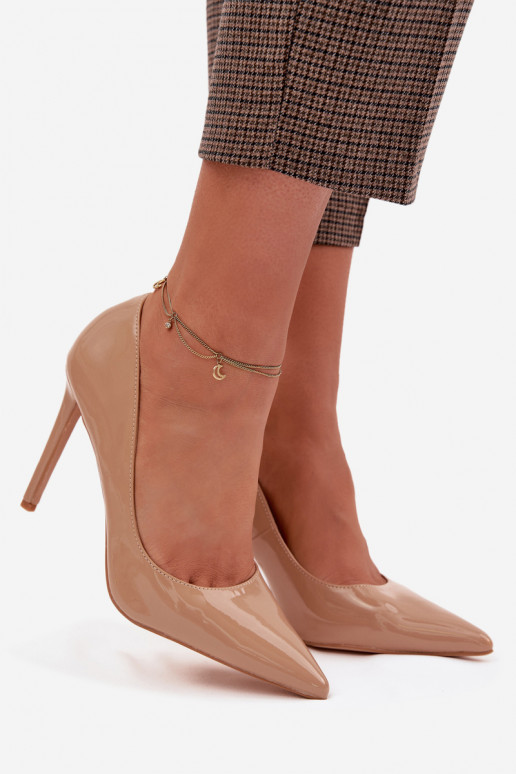 s lakovým efektom štekle z eko kože béžová Jonira