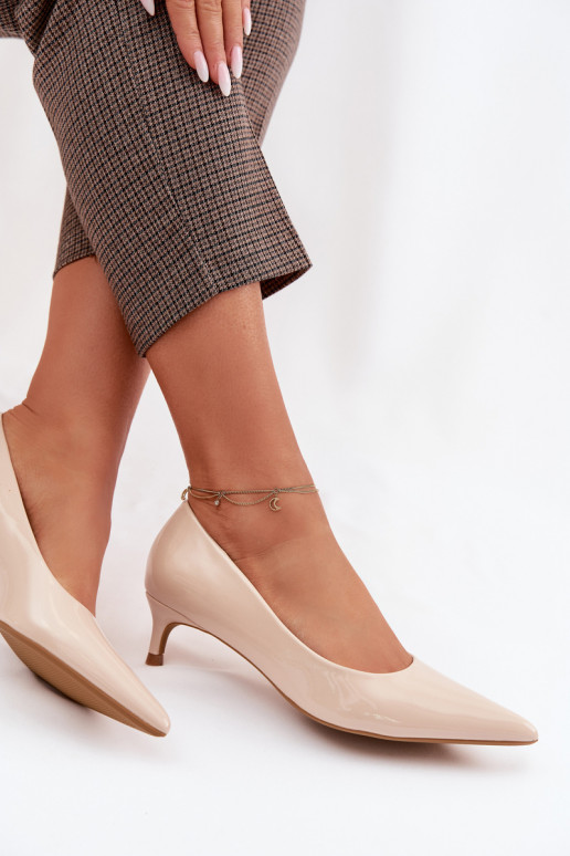 s lakovým efektom Topánky Zapnuté nízkom opätku béžová Girela