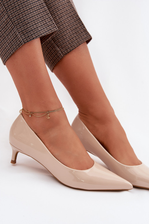 s lakovým efektom Topánky Zapnuté nízkom opätku béžová Girela