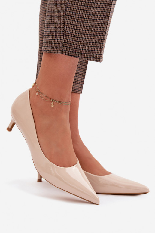 s lakovým efektom Topánky Zapnuté nízkom opätku béžová Girela