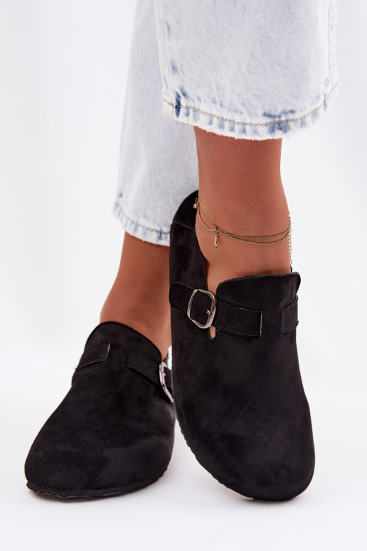 topánky Dámske z eko semišuoIne s prackami čierna Ismora