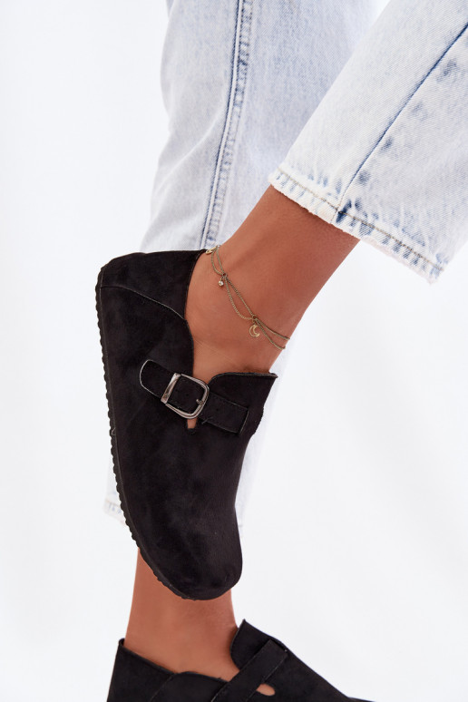 topánky Dámske z eko semišuoIne s prackami čierna Ismora