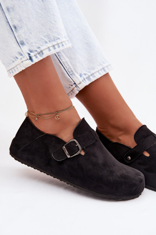 topánky Dámske z eko semišuoIne s prackami čierna Ismora