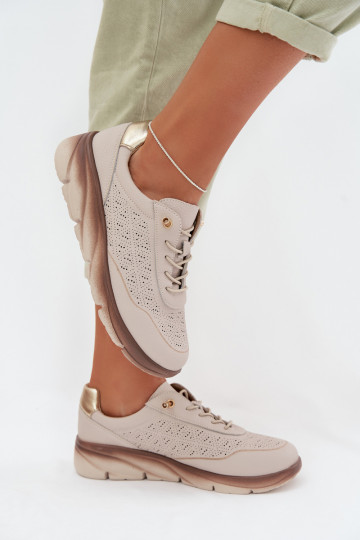 Kožené dámske športové topánky s otvorenými prvkami Sergio Leone SP-002 šedej farby