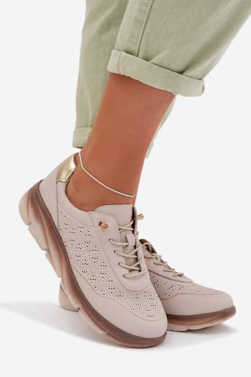 Kožené dámske športové topánky s otvorenými prvkami Sergio Leone SP-002 šedej farby