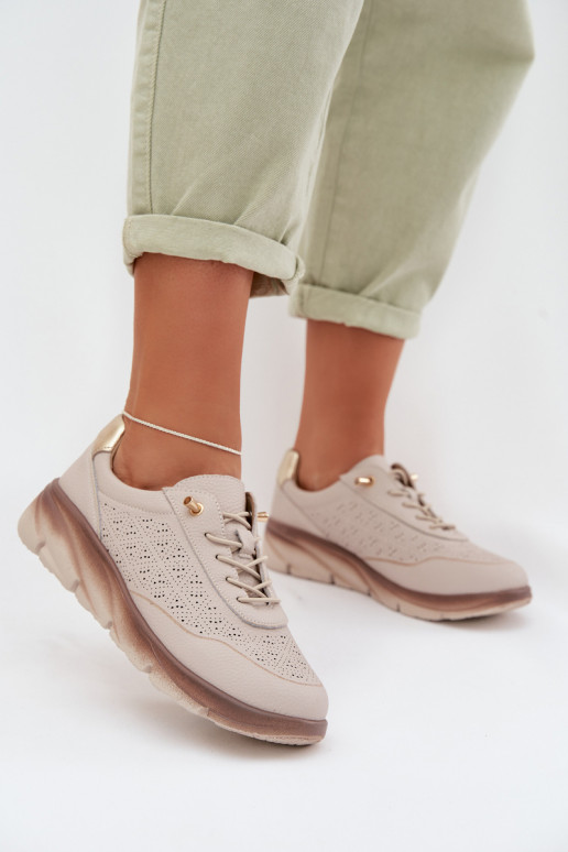 Kožené dámske športové topánky s otvorenými prvkami Sergio Leone SP-002 šedej farby