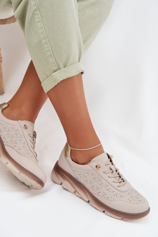 Kožené dámske športové topánky s otvorenými prvkami Sergio Leone SP-002 šedej farby