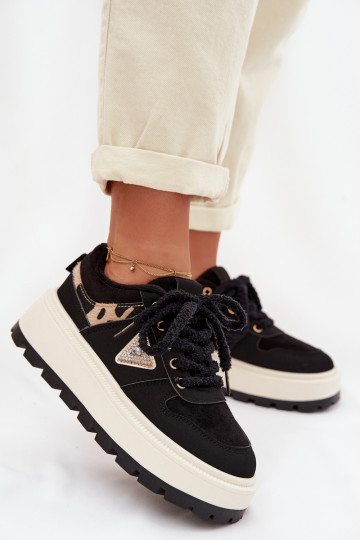 Tenisky model obuvi Dámske s platformou čierna Florinda