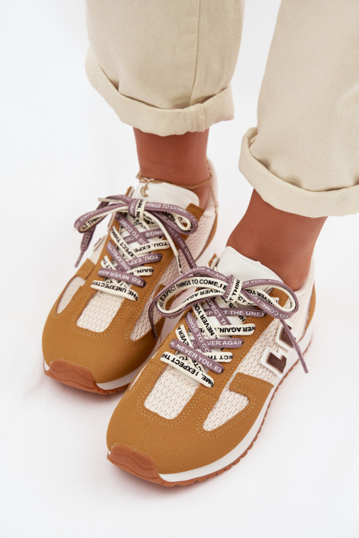 Tenisky model obuvi Dámske S Ornatem Šnurovaniem žltá Henira