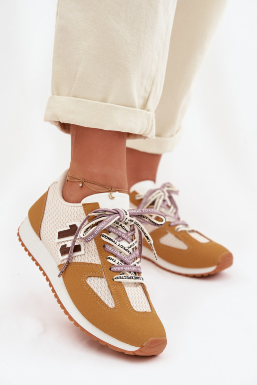 Tenisky model obuvi Dámske S Ornatem Šnurovaniem žltá Henira